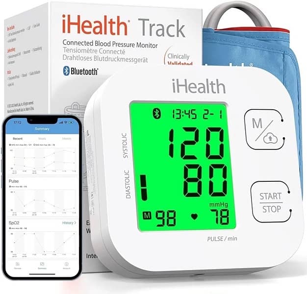 iHealth Track Smart Upper Arm Blood Pressure Monitor App Control 0