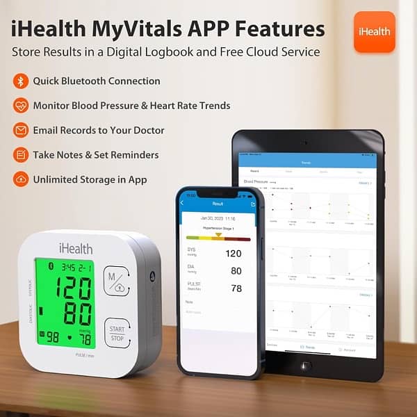 iHealth Track Smart Upper Arm Blood Pressure Monitor App Control 3