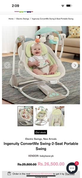 Ingenuity ConvertMe Swing-2-Seat Portable Swing 0