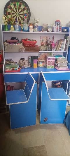 Kids study table with drawers and chairs urgent sale