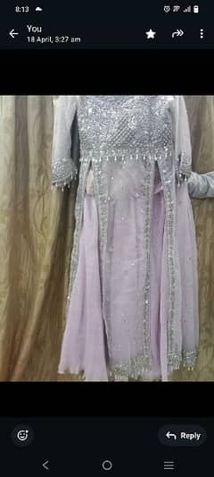 lavender color Maxy with crush lehenga hand work only 2 hour use