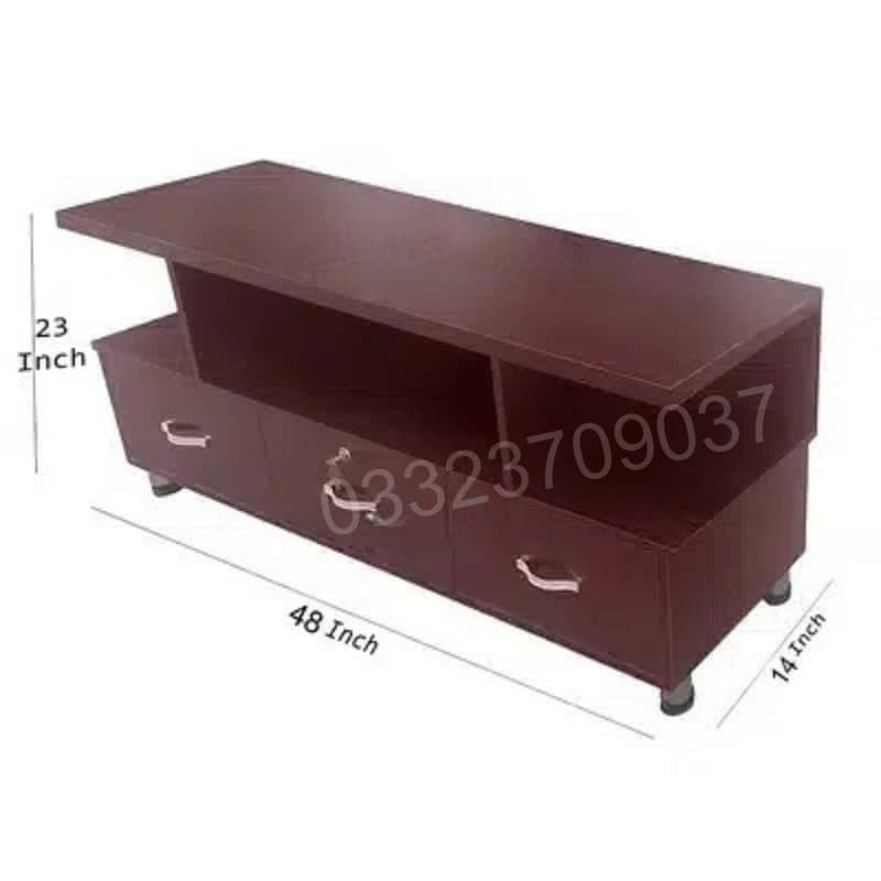 4 feet wooden lcd table console with three drawer 0