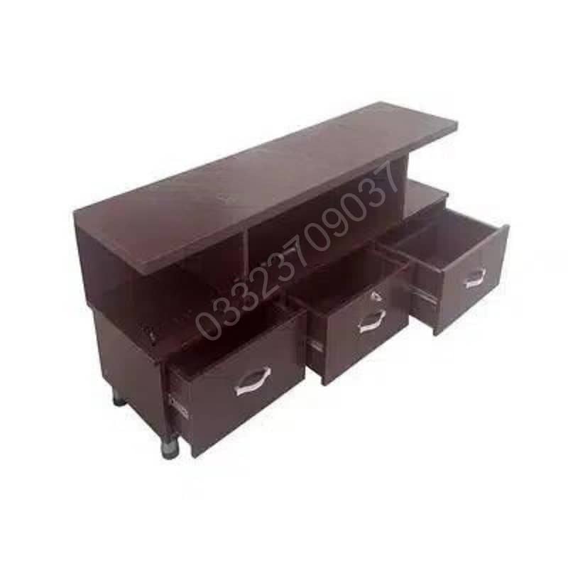 4 feet wooden lcd table console with three drawer 1