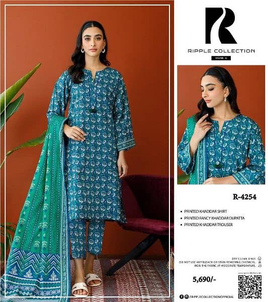 Three piece unstitched suit for women| printed khaddar suit 8