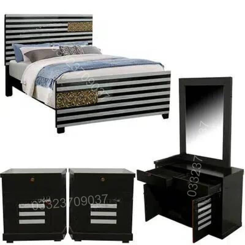 Wooden Bed  withDressing Set With side tables Without Mattress 0