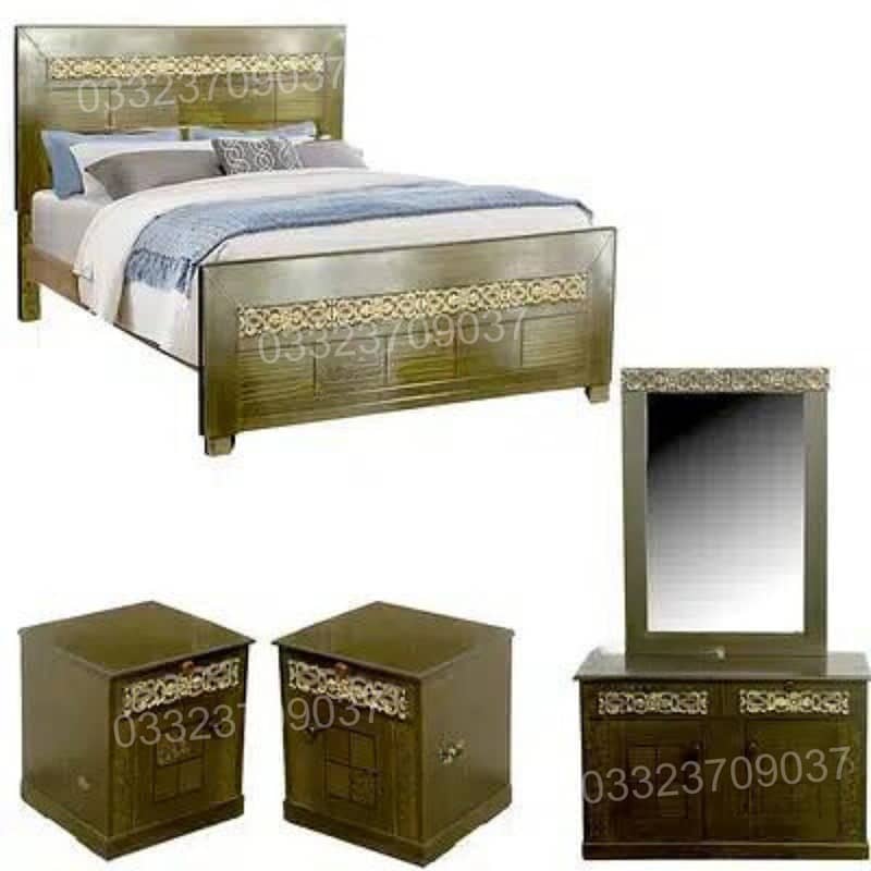 Wooden Bed  withDressing Set With side tables Without Mattress 1