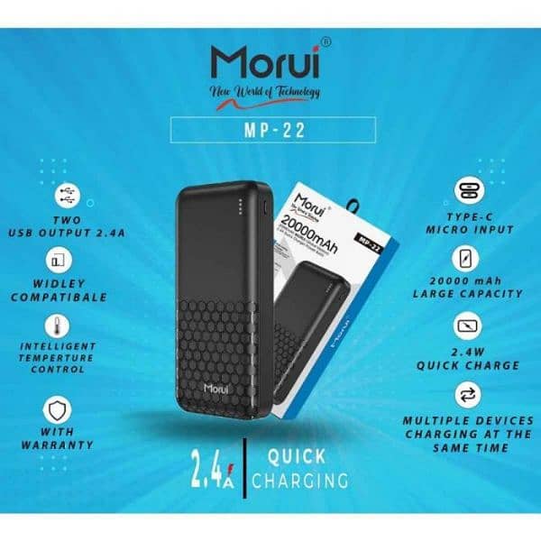 Morui Power Bank 2000mAh 2.4A Quick Charger Power Bank 2