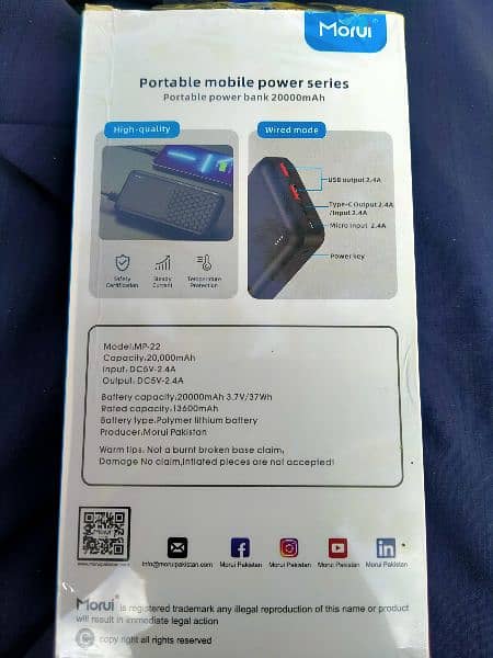 Morui Power Bank 2000mAh 2.4A Quick Charger Power Bank 3