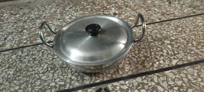 Silver Steel Bread Maker Tawa and 02 Karahi for sale in good condition