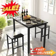 Dining Table Set, 3 Pieces Dining Set, Dining Table & Two Stools