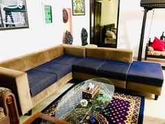 L shaped sofa with setty