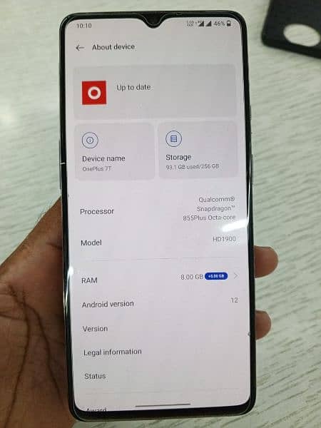 one plus 7t 8+5gb256gb official pta approved  display fingerprint 88 5