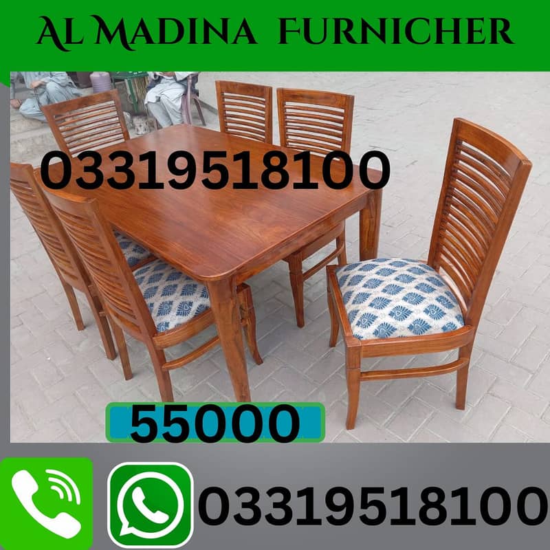 6 chairs dining table with white genuine marble placed, 15