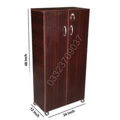 wooden 4x2 feet Five shelfs two door shoe rack, Cupboard wardrobe