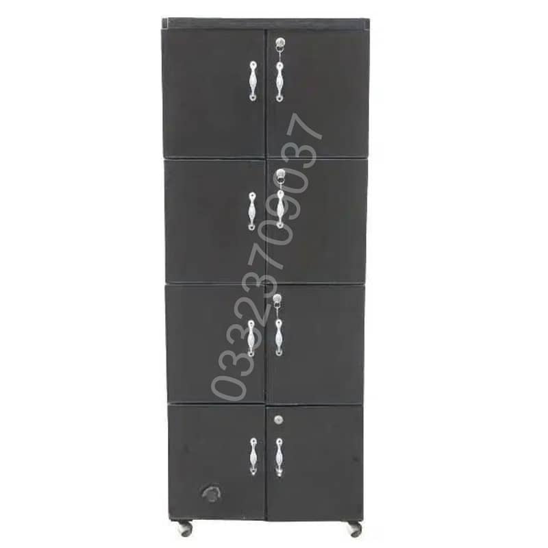 5x2 Feet Black 8 Door Wooden sheet Cupboard Wardrobe 1