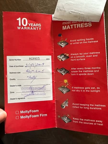 King Size Molty Foam Mattress under Warranty 3