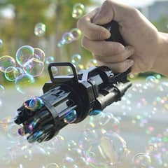 Kids Automatic Bubble Gatling Gun Summer Soap Water Bubble Machine