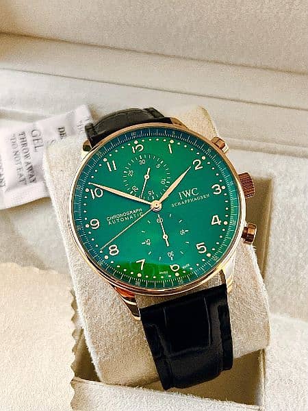 IWC PORTUGIESER CHRONGRAPH GREEN DIAL ROSE GOLD 5