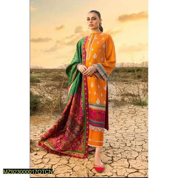 3 Pcs women's lawn un stitched printed suit 1