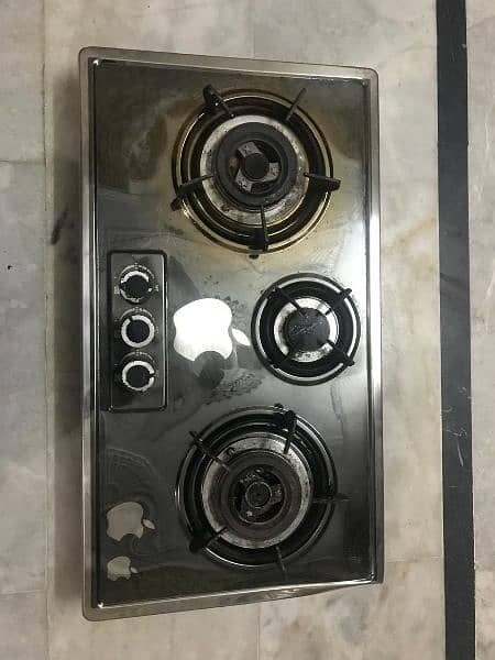 kitchen stove with spark | 3 stoves | stainless steel 0