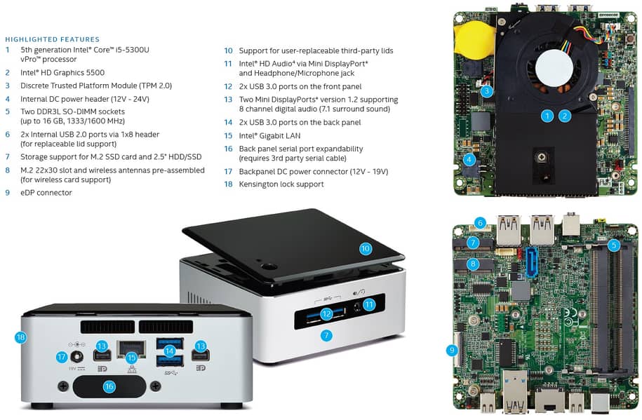 Intel NUC (i5-5300U 2.3GHz, 8GB DDR3, 128GB SSD, with macOS Monterey 12