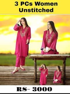 3 PCs Women Unstitched suit