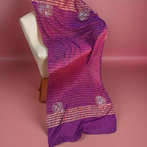 Beautiful Shawl Dupatta handmade Organza Chiffon 6