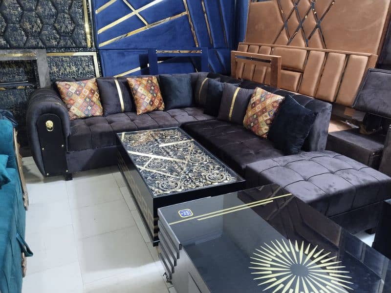 L shape sofa / corner sofa / six seater / velvet sofa / Sofa for sale 18