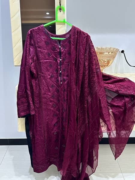 dark maroon raw silk suit 3pc 2