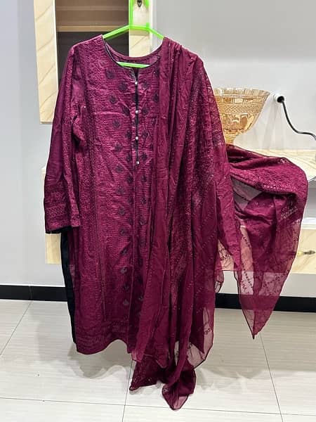 dark maroon raw silk suit 3pc 3