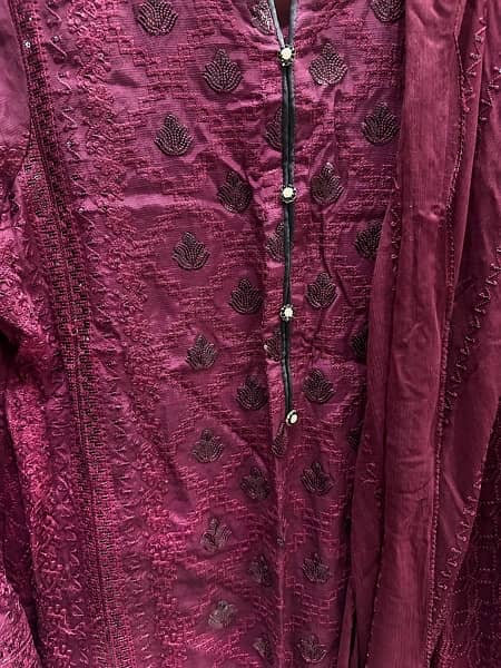 dark maroon raw silk suit 3pc 4