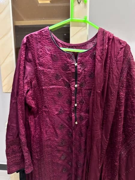 dark maroon raw silk suit 3pc 6