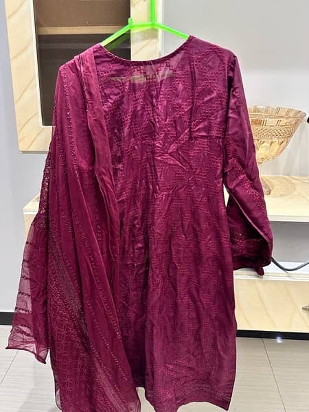 dark maroon raw silk suit 3pc 7