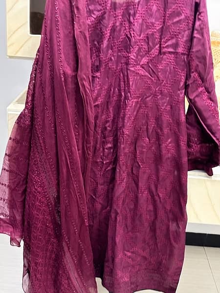 dark maroon raw silk suit 3pc 9