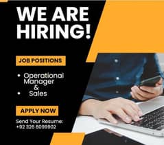 Title 
Urgent Hiring || Sale & Operational Manager ||