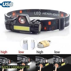 USB Rechargeable Water proof Head Lamp tourch