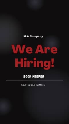 Book Keeper Required