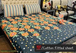 3 Pcs Cotton Printed Double Bedsheet