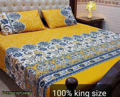 3 Pcs Cotton Salonica Frill Double Bedsheet