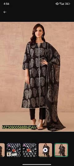 3 pcs women's unstitched viscose printed suit