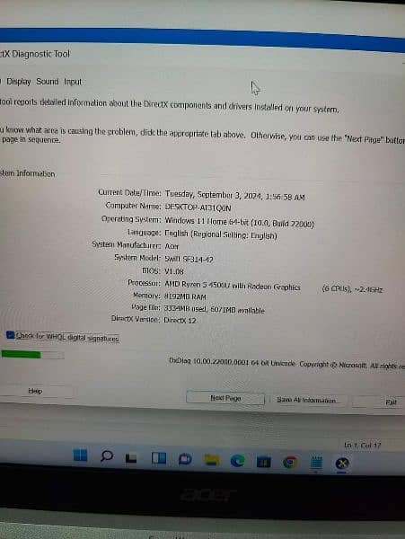 Acer Swift 3 -Ryzen 5 4500U- 8gb- 512gb ssd-Amd Radeon Graphics 5