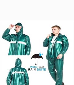 Unisex PVC Rain Suit (Coat + Trouser) Waterproof  Waist Green