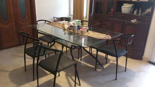 Glass Dining Table with 6 chairs