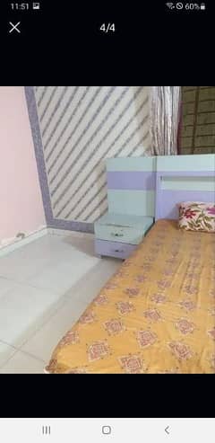 bed mattress,side table and 4 door cupboard