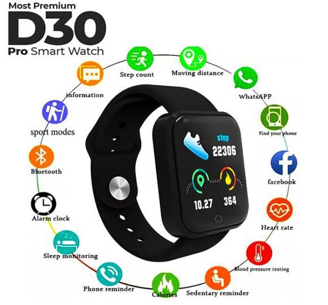 D30. Pro Smart Watch Black 0