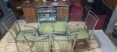 Dining table with Mirror Top & 6 chairs