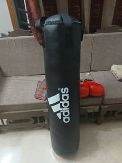 Set of boxing gloves , boxing bag and ankle weights. ( almost new)