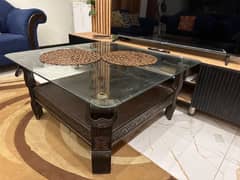 Solid Wood & Glass Center Table