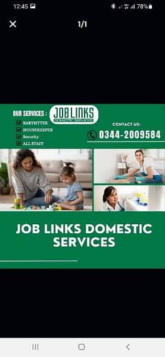 Domestic service Available 24/7 12/7 in all over Pakistan