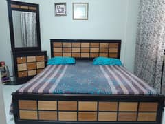 Double size bed with mattress and dressing table